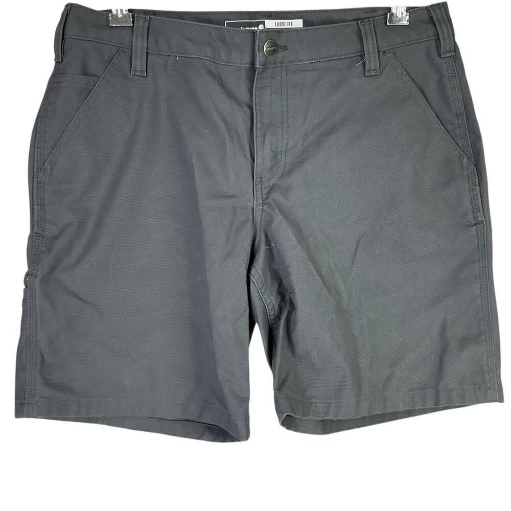 Carhartt Work Shorts Women 12 Gray Rugged Flex Loose Fit Canvas Outdoors